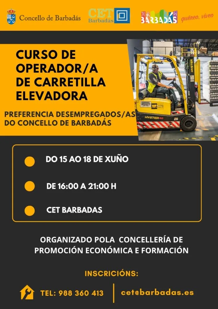 Barbadás impulsa la empleabilidad con un curso gratuito de operador de carretilla elevadora