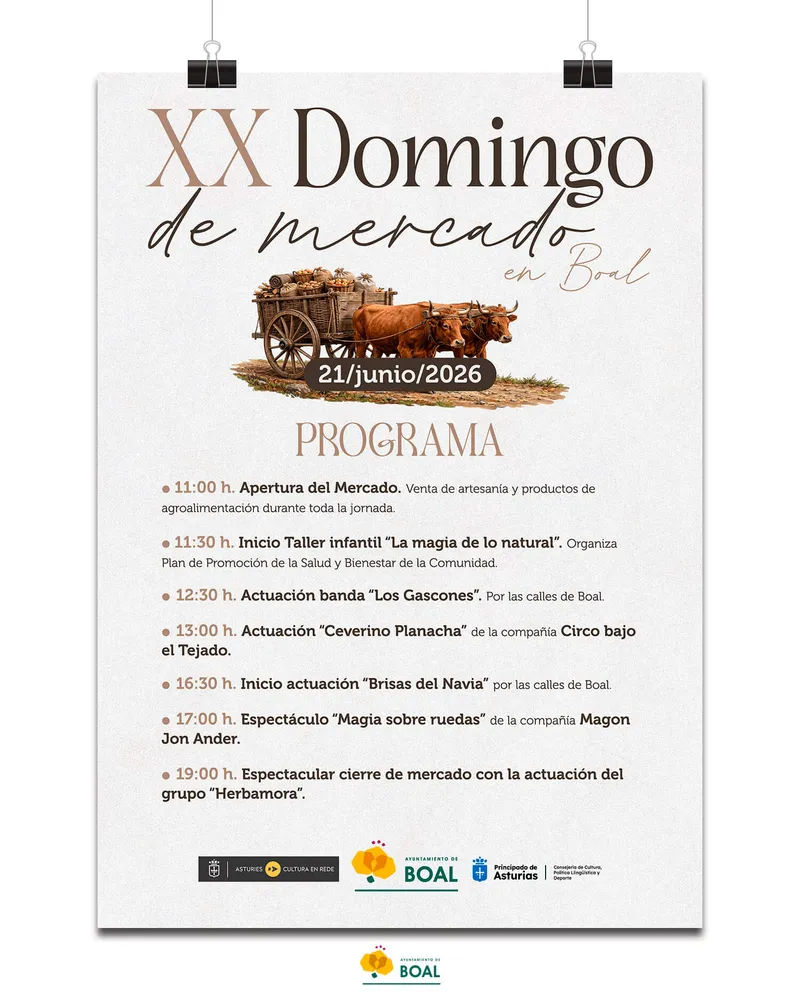 Boal celebra el XX Domingo de Mercado con artesanía, gastronomía y espectáculos