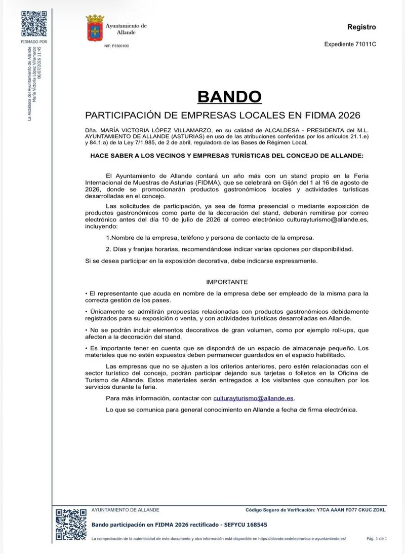 Empresas de Allande participan en la Feria Internacional de Muestras de Asturias