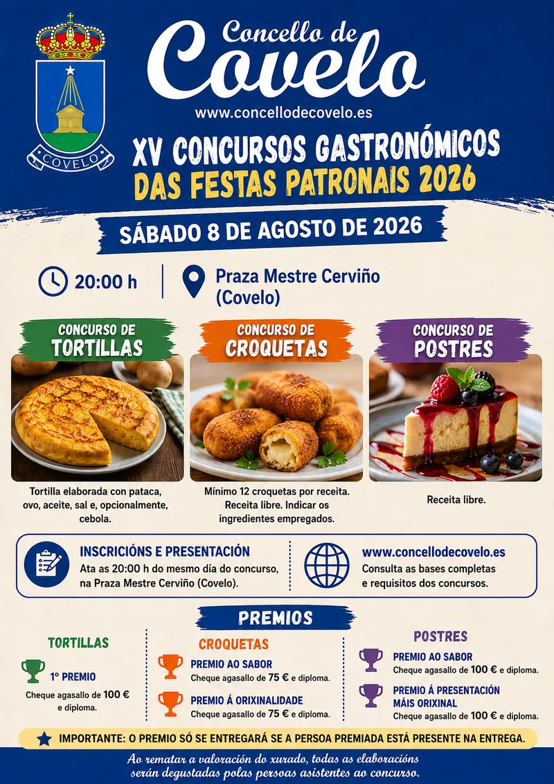 Covelo celebra concursos gastronómicos de tortillas, croquetas y postres