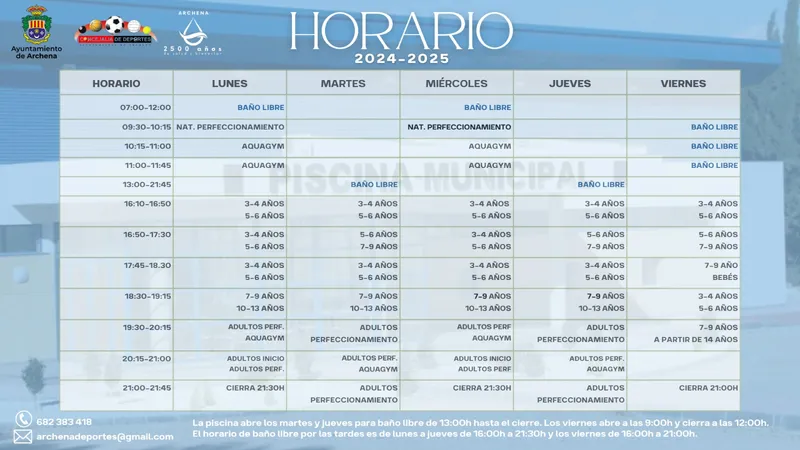 La piscina cubierta de Archena amplía su horario para ofrecer servicio al mediodía