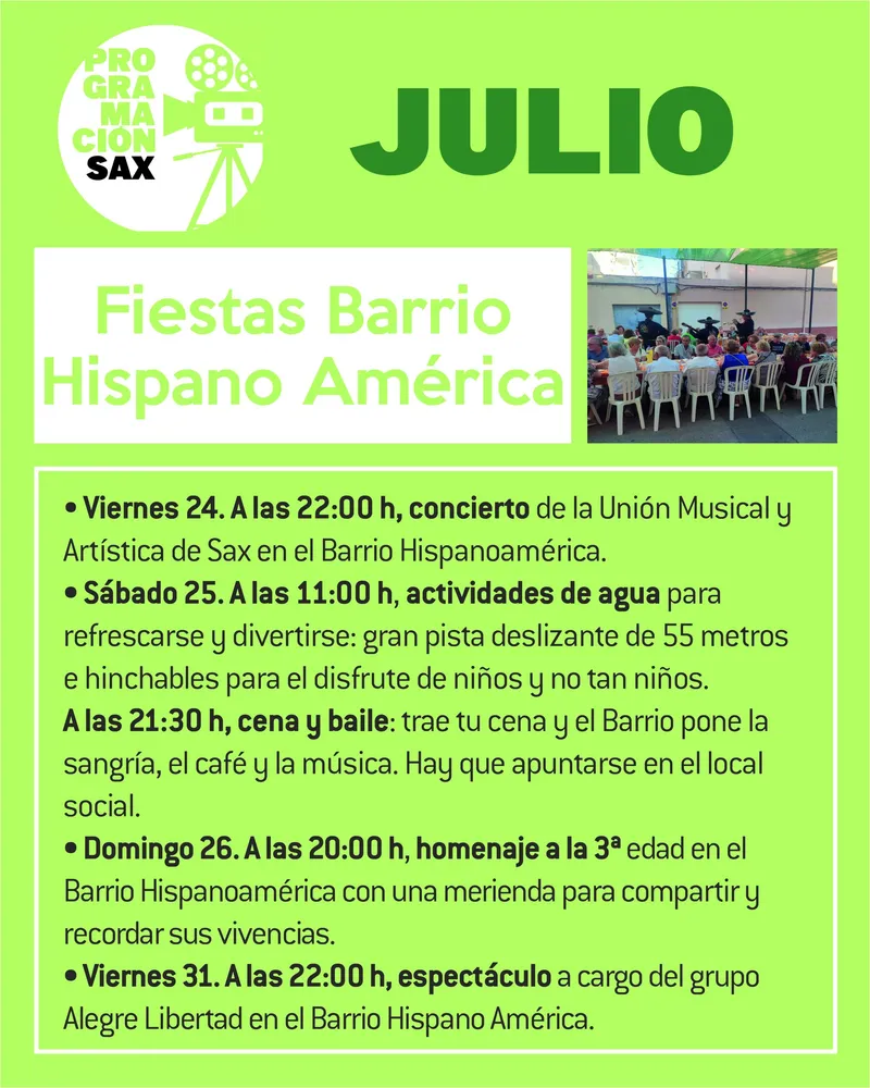 Sax celebra las Fiestas del Barrio Hispano América y la Festividad de su Patrona
