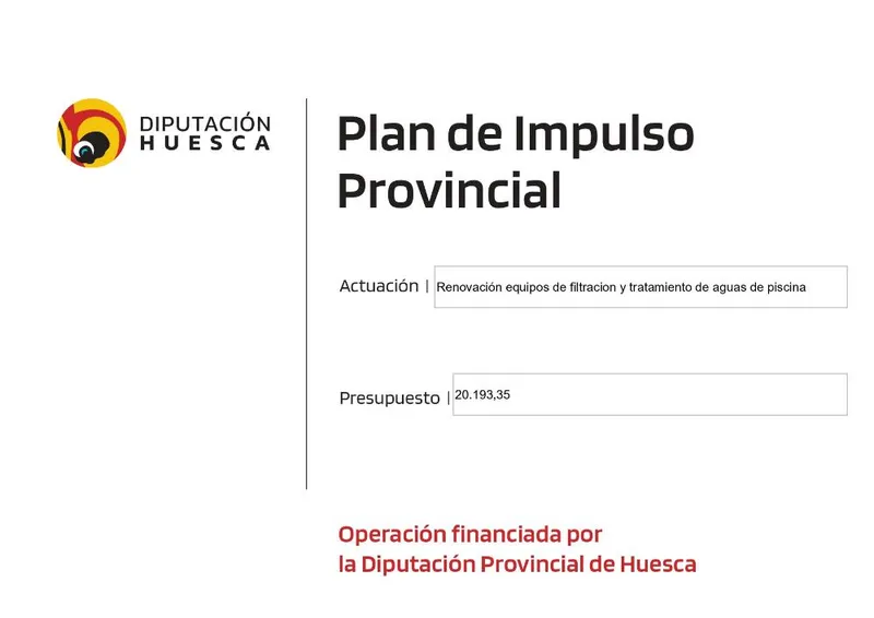 Lascuarre recibe 20.193€ de la Diputación Provincial de Huesca para renovar equipos de filtración de piscinas