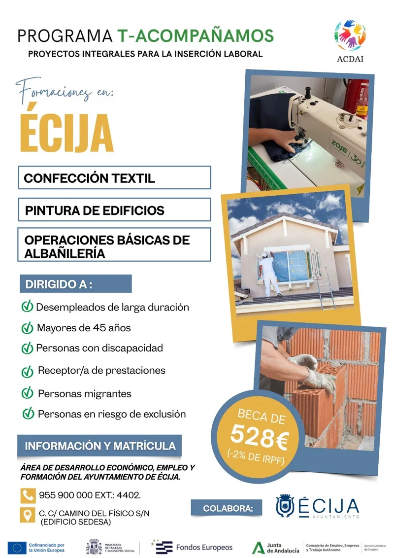 Écija impulsa el empleo con cursos gratuitos del proyecto TEFUCAL