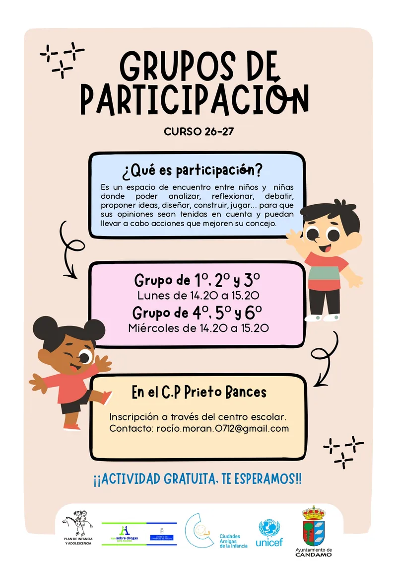 Candamo abre inscripciones para grupos de participación infantil y adolescente