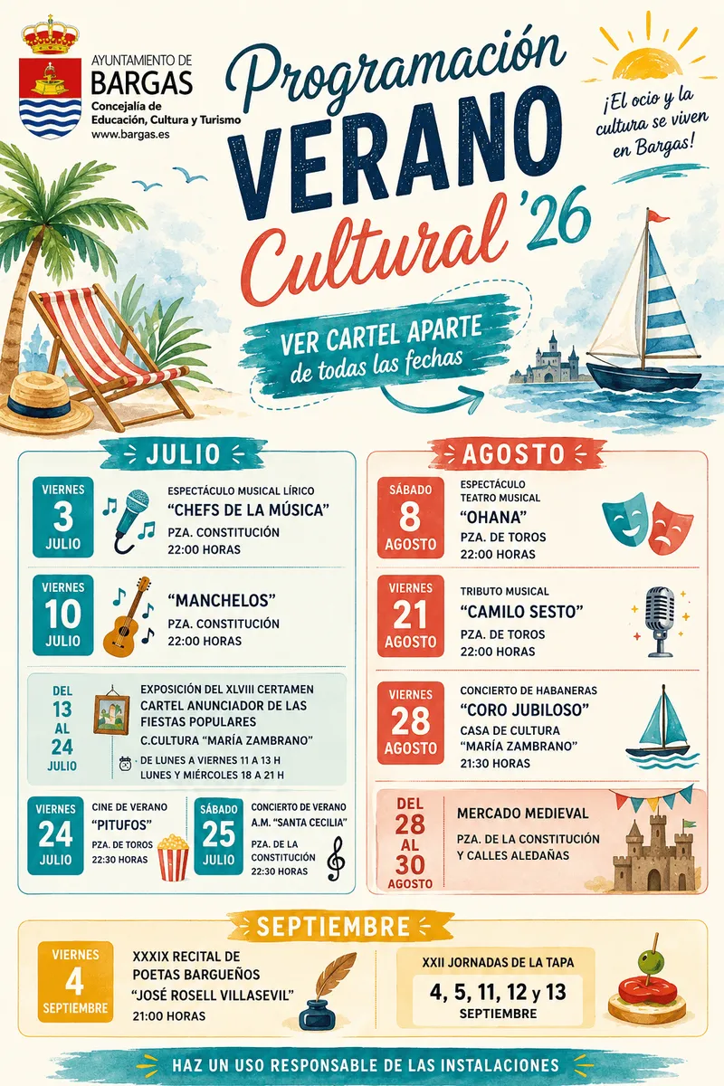 Bargas presenta su Verano Cultural 2026 con música, teatro y mercado medieval
