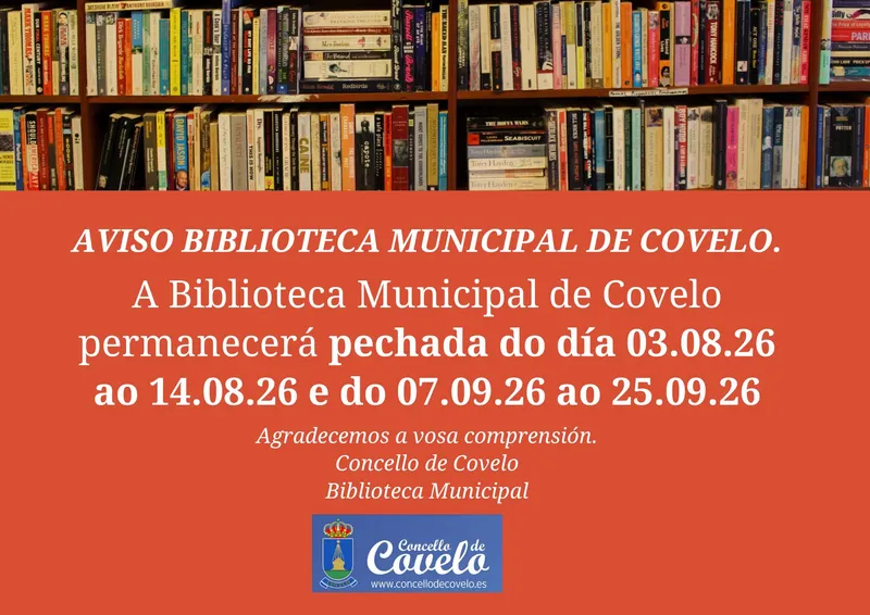 La Biblioteca Municipal de Covelo cierra por vacaciones en agosto y septiembre