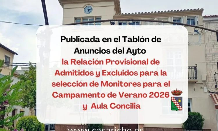 Casariche publica listas provisionales para monitores de campamento y Aula Concilia