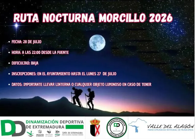 Morcillo organiza una ruta senderista nocturna para el 28 de julio
