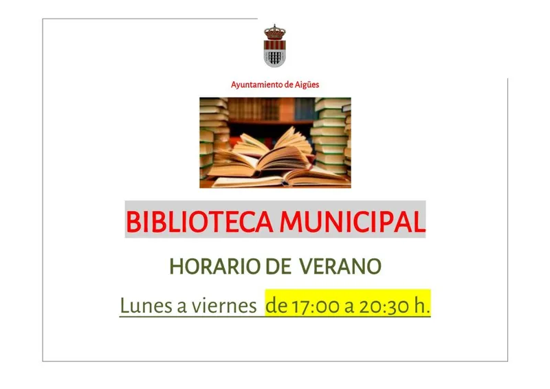 La Biblioteca Municipal de Aigües ajusta su horario de verano a partir de junio