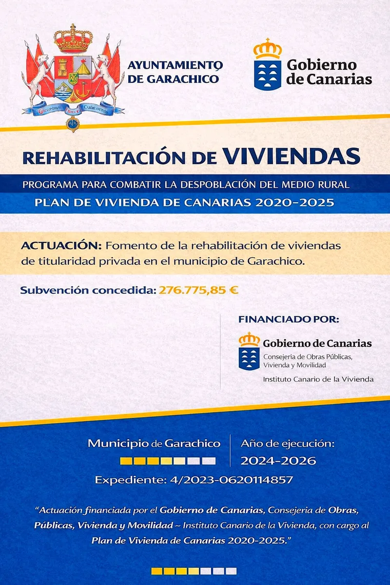 Garachico destina más de 276.000 euros a la rehabilitación de viviendas para fijar población