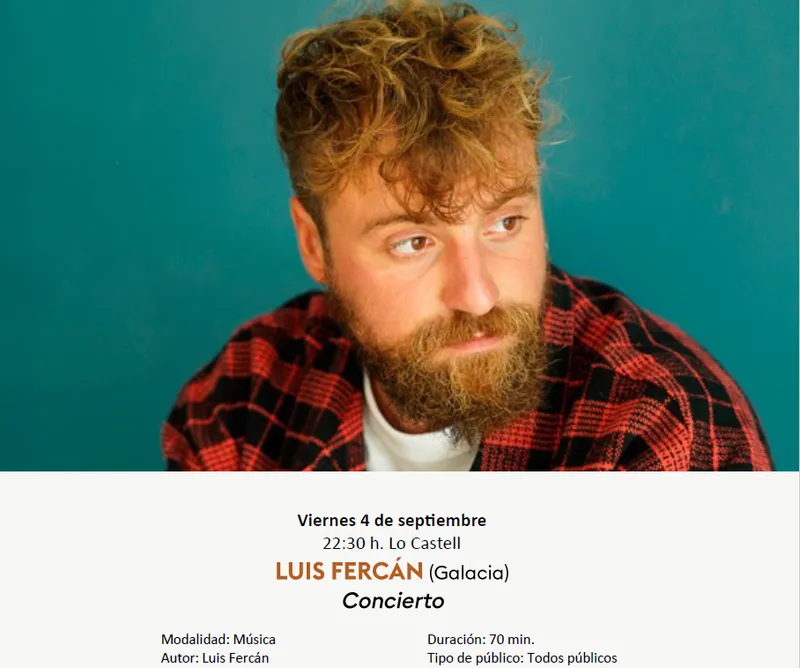 Luis Fercán actuará en el Castillo de Fraga dentro del Festival de los Castillos