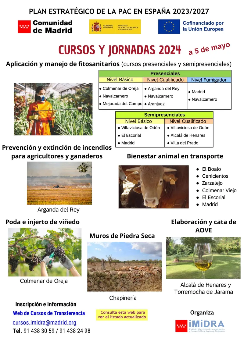 IMIDRA ofrece cursos gratuitos de formación agraria en la Comunidad de Madrid