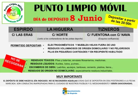 El Punto Limpio de Espirdo modifica su horario en junio