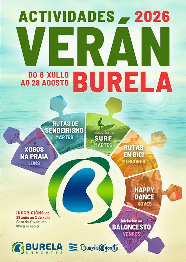 Burela organiza actividades de verano para jóvenes con surf, senderismo y baloncesto