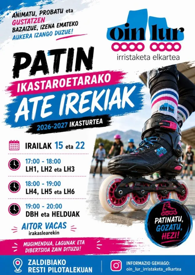 Zaldibia abre las puertas a nuevos patinadores con jornadas de puertas abiertas en septiembre