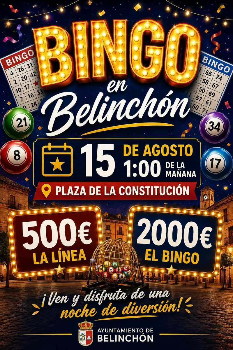 Belinchón celebra el 15 de agosto un 'Super Bingo' con 2.500 euros en premios