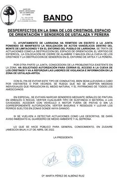 Vandalismo daña senderos y la sima de los Cristinos en Larraona