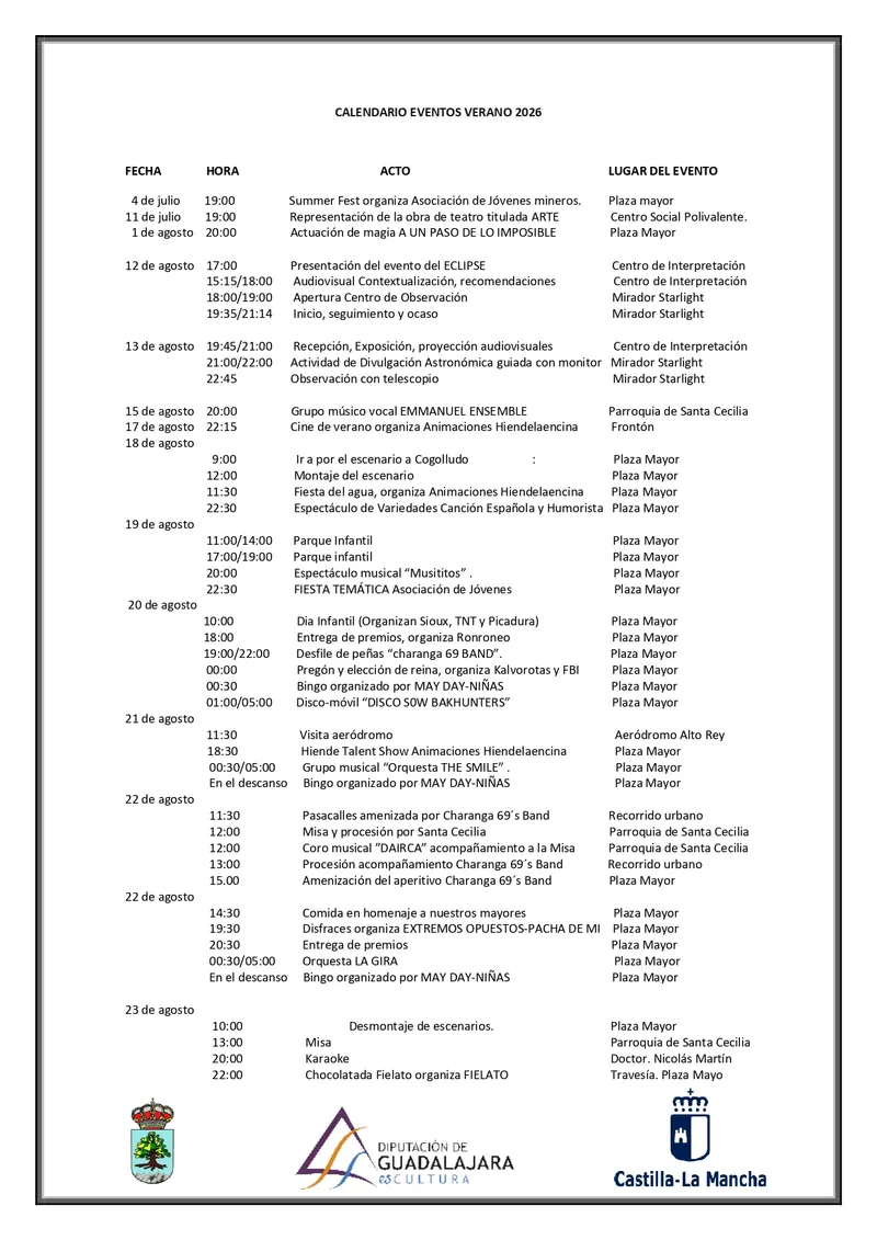 Hiendelaencina celebra el verano con un variado calendario de eventos culturales y ganaderos