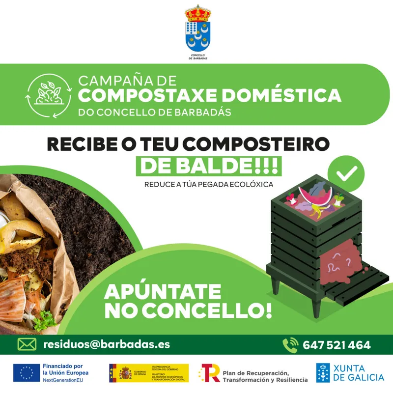 Barbadás impulsa la compostaje doméstico gratuito para reducir residuos