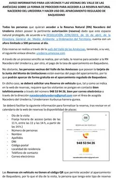 Regulado el acceso al Nacedero del Urederra y el aparcamiento en Baquedano