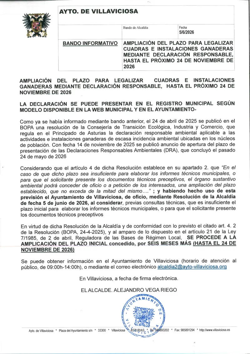 Villaviciosa informa sobre la normativa de cuadras y establos municipales