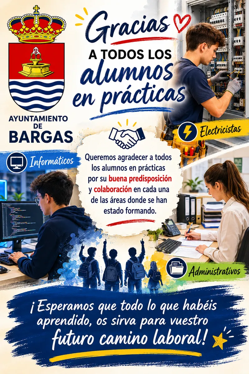 Bargas agradece la colaboración de los alumnos en prácticas del Ayuntamiento