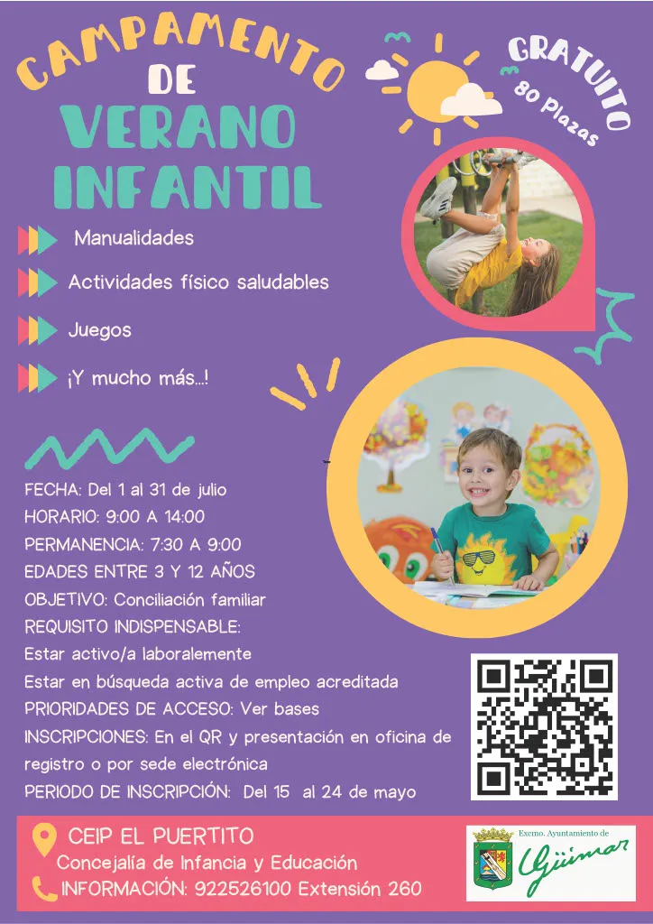Güímar abre el plazo para su campamento de verano infantil 2026