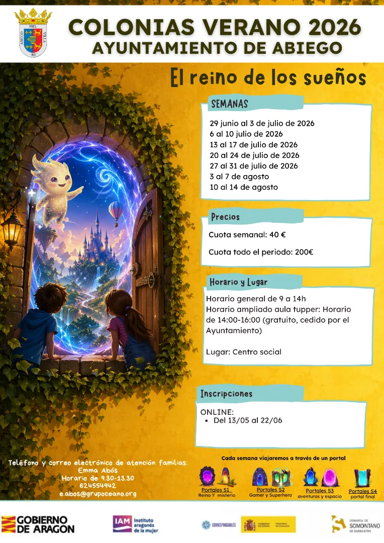 Abiego abre inscripciones para las colonias de verano 2026