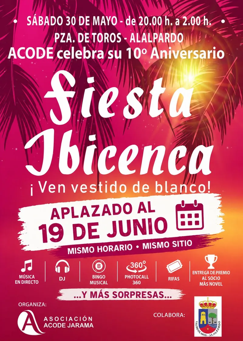 Valdeolmos-Alalpardo celebra el décimo aniversario de Acode con una fiesta ibicenca