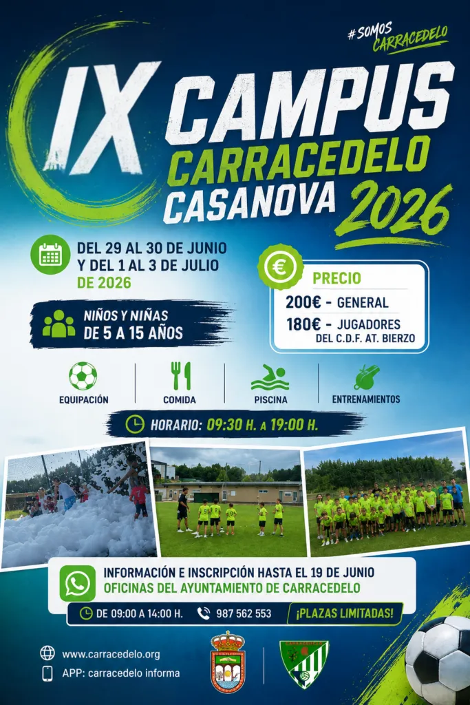 El IX Campus Carracedelo Casanova 2026 abre inscripciones para jóvenes futbolistas