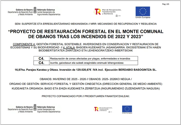 Obanos impulsa la restauración forestal y la eficiencia energética con fondos europeos