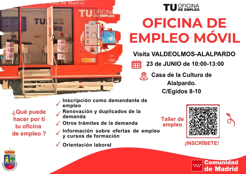 La Oficina de Empleo Móvil visita Alalpardo para ofrecer trámites y orientación laboral