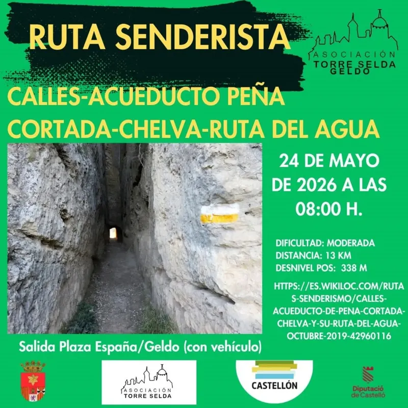Ruta senderista de 13 km por Calles, Chelva y la Ruta del Agua este domingo
