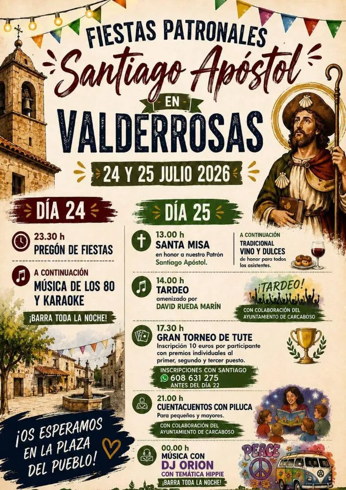 Valderrosas celebra las fiestas en honor a Santiago Apóstol este fin de semana