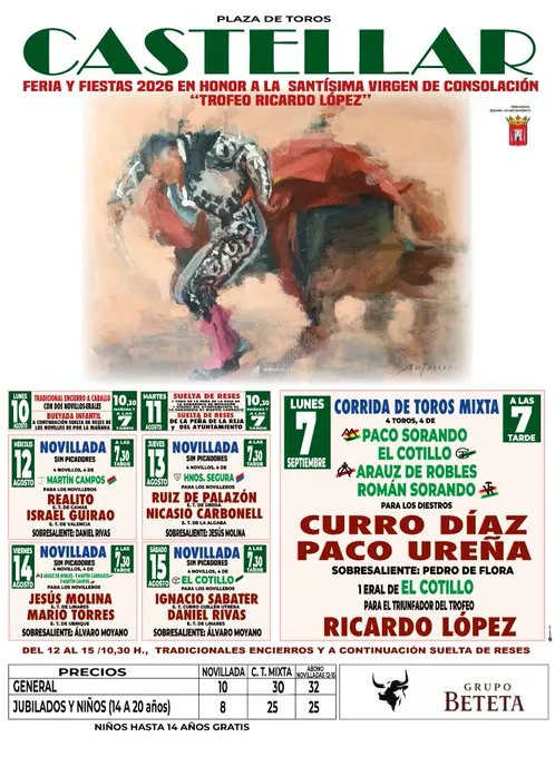 Castellar acoge el Certamen de Novilladas "Trofeo Ricardo López"