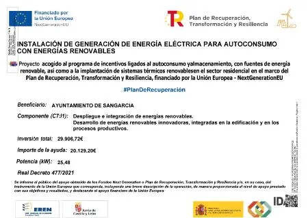 Sangarcía impulsa el autoconsumo energético con renovables gracias a fondos europeos