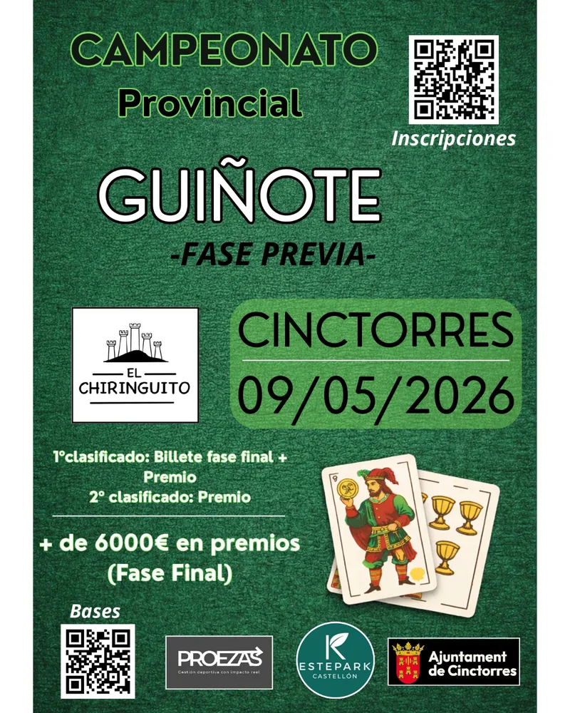 Cinctorres celebra su Campeonato Provincial de Guiñote el 9 de mayo