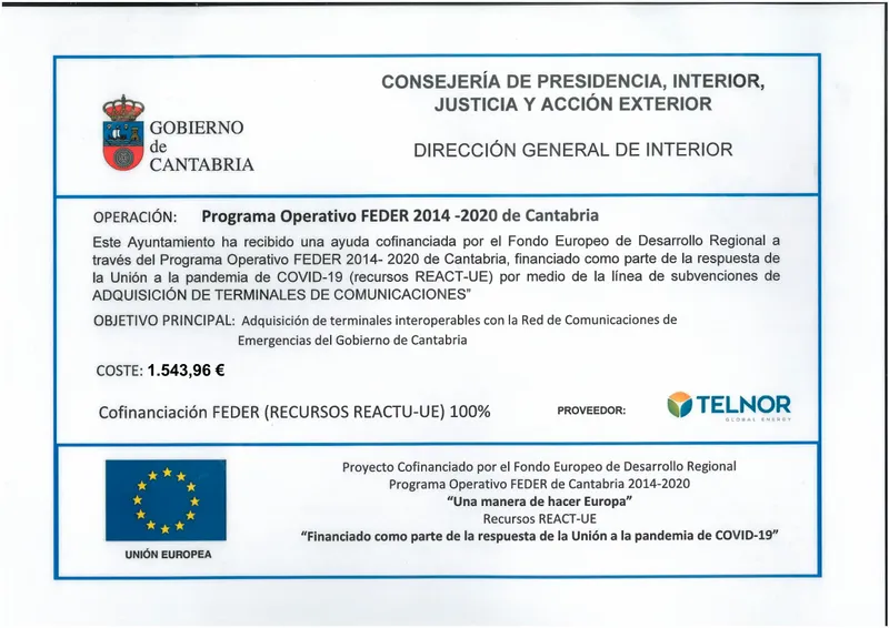 Anievas adquiere terminales de comunicaciones con ayuda europea para emergencias