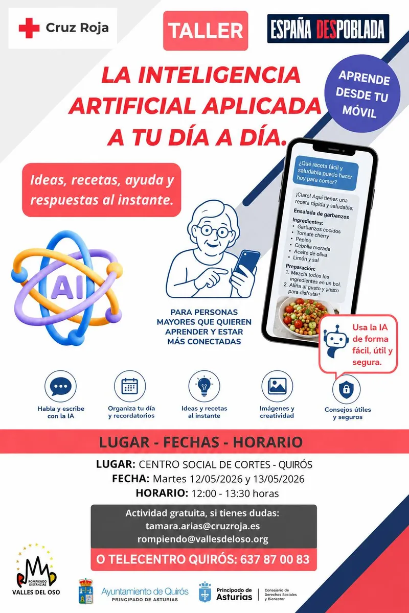 Quirós celebra jornadas formativas gratuitas en Telecentro y Casa Cultura