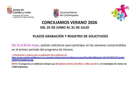 Cantimpalos abre el plazo para solicitar plazas en 'Conciliamos Verano 2026'