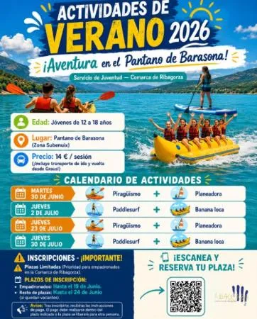 Juventud y aventura en el Pantano de Barasona con actividades de verano