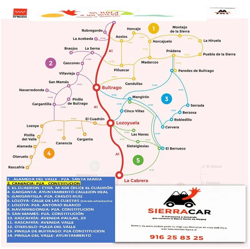 Lanzan SIERRACAR, el transporte a demanda para conectar la Sierra Norte de Madrid