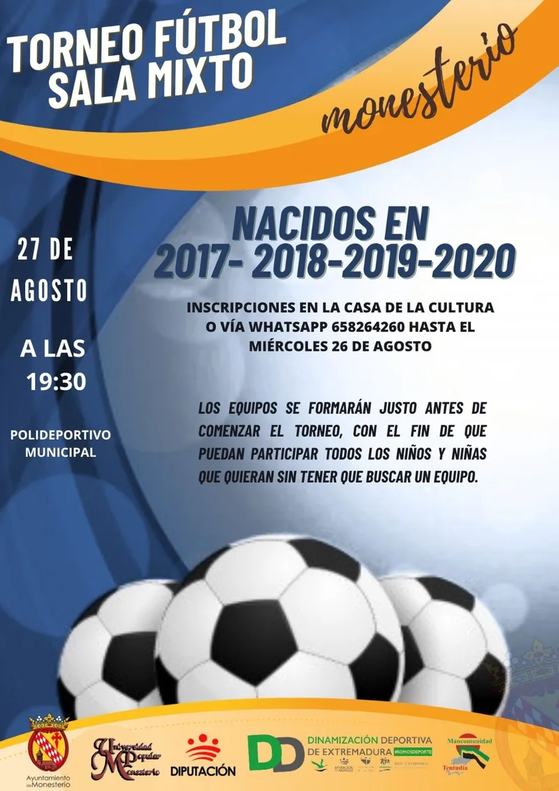 Monesterio celebra un torneo de fútbol sala mixto el 27 de agosto