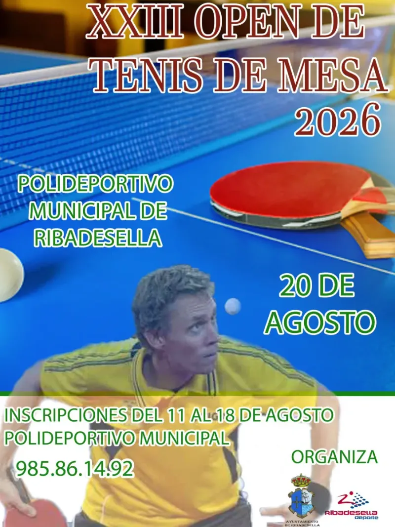 Ribadesella celebra su XXIII Open de Tenis de Mesa este verano