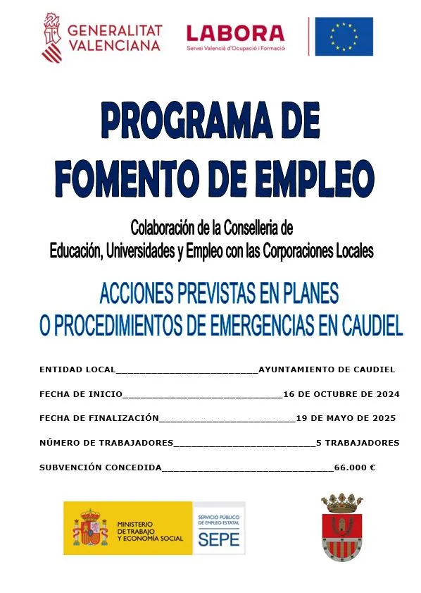Caudiel refuerza la prevención de incendios con personal contratado a través de Labora