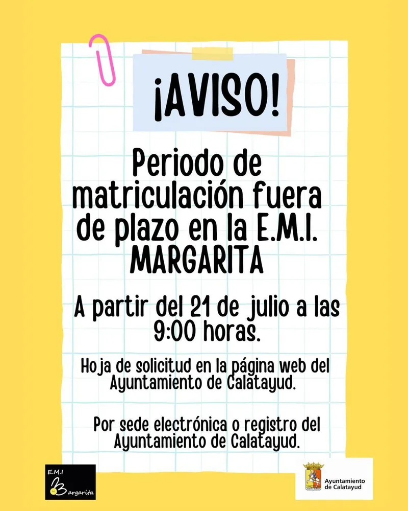 Calatayud abre plazo para plazas vacantes en la Escuela Infantil Municipal Margarita