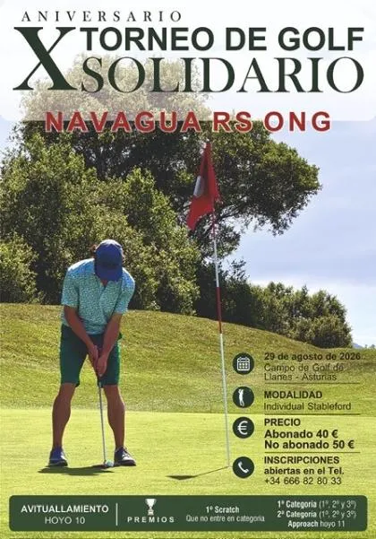 Torneo de golf solidario Navagua RS en Llanes el 29 de agosto