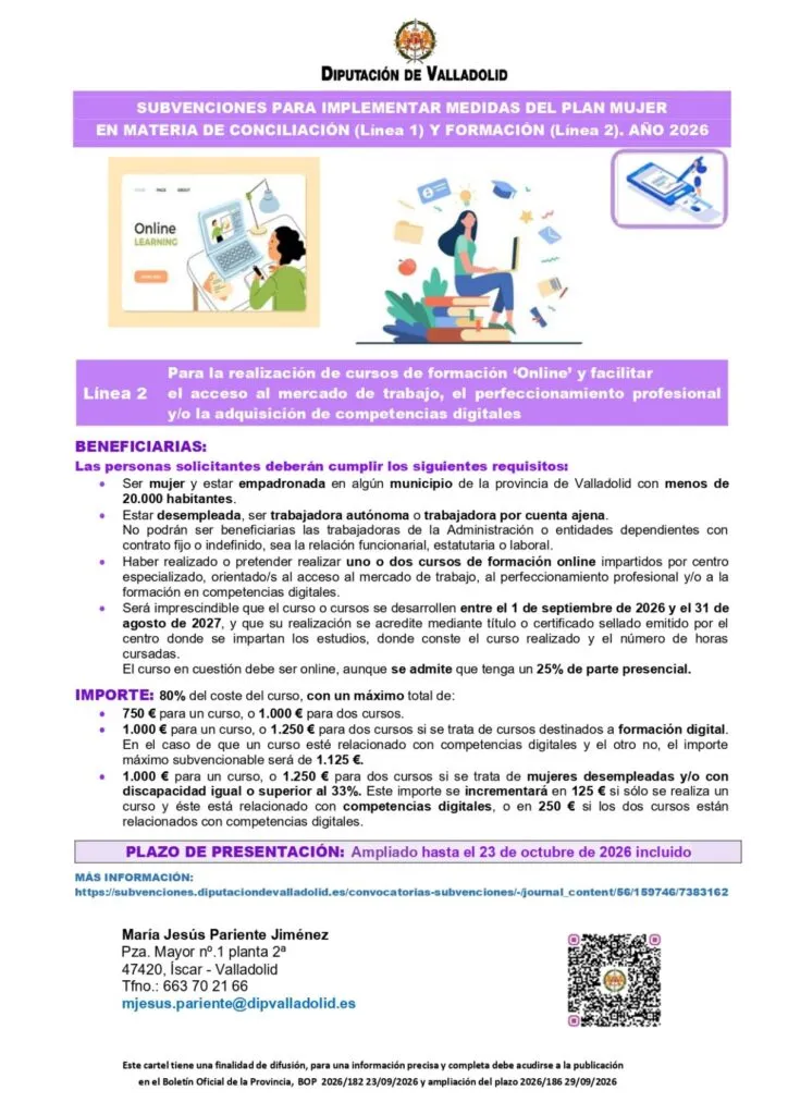 Diputación de Valladolid lanza subvenciones para conciliación y formación femenina