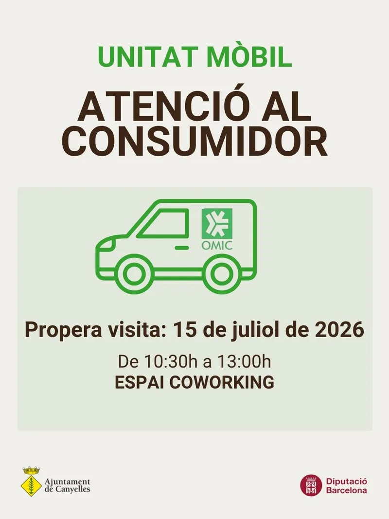La Oficina Móvil del Consumidor visita Canyelles el 15 de julio